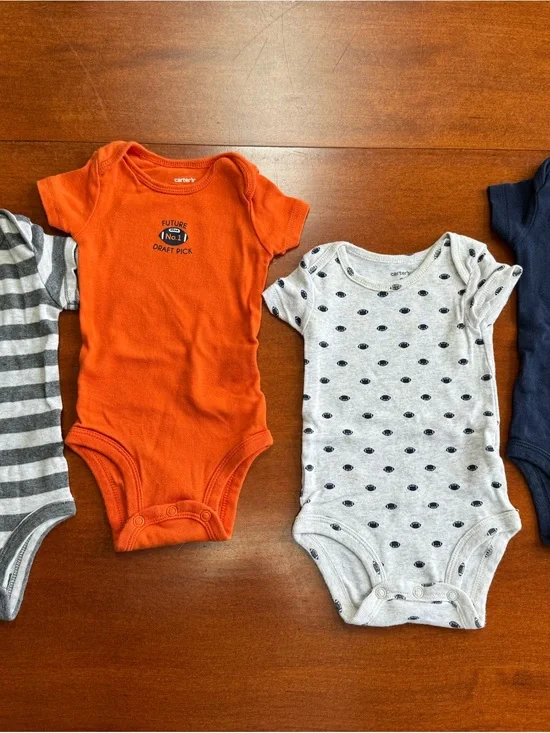 Carter’s Baby Boy 3M Bodysuit Lot of 4 Football Sports Short Sleeve Onesies
