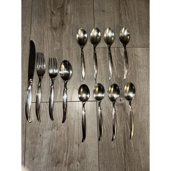 12 PCs 1847 Rogers Bros Flair Pattern Silverplate Flatware Spoon Fork‎ Knife