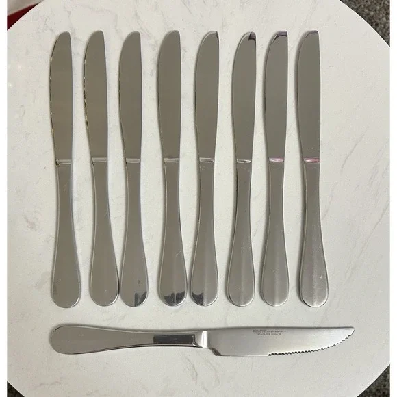 Hampton Silversmiths LEXINGTON MIRROR Stainless 8 Dinner Knives‎ 1 Steak Knife