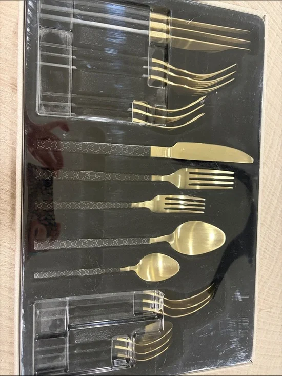 Gold Stainless Steel Flatware Set - Elegant Home Dining Cutlery