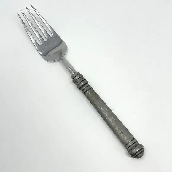 Pottery Barn 70% PEWTER Banded Handle & 18/8 Stainless Dinner Fork 8”