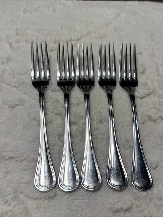 5 Salad Forks Cuisinart Mansfield 18/10 Stainless Glossy Fork Set Korea Vintage