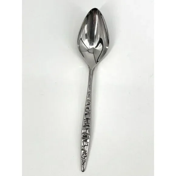 International Lyon Cortez Aztec Stainless Brutalist Place Soup Spoon 7 3/8”