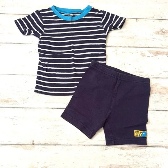 Carters 2T Boys Pajamas Set Shorts Sleeves Navy Stripes Size 2 Toddler Kids Pjs