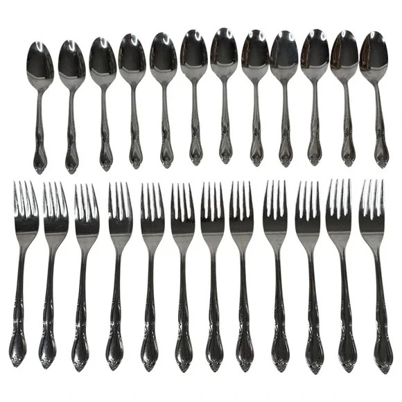 Oneida Wm A Rogers Montclair Gloria Stainless Flatware Set Fork Spoon Floral Tip