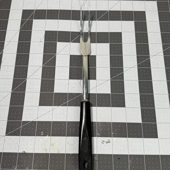 Vintage EKCO USA Meat Carving Fork With A Black Plastic Handle‎ 11.5