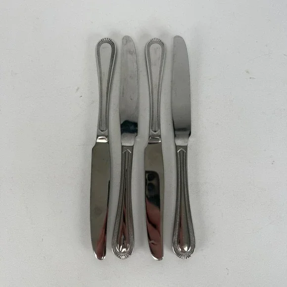 Oneida COUNTESS Stainless Butter Knife Glossy Beaded Silverware Flatware Set 4