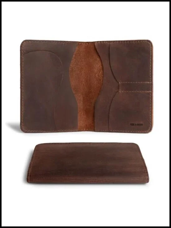 Full Grain Leather Passport Cover with ID Organizer and Key Holder