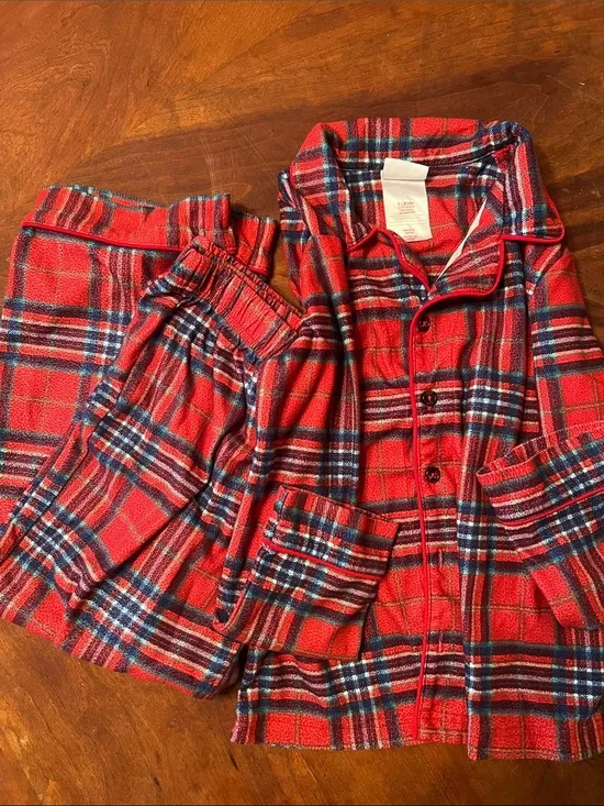 Wondershop Red Plaid Kids Pajama Set with Navy Accents