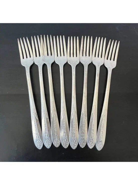National Silver PRINCESS ROYAL Dinner Forks Set of 8 Vintage 1930s Silverplate