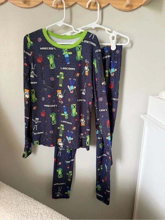 ClimateRight by Cuddl Duds Minecraft Boys Medium 2pc Long Sleeve Pajamas Blue
