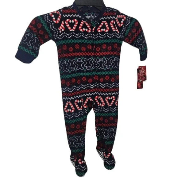 NWT Jammies For Your Families One-Piece Footed Infant Christmas Pajamas