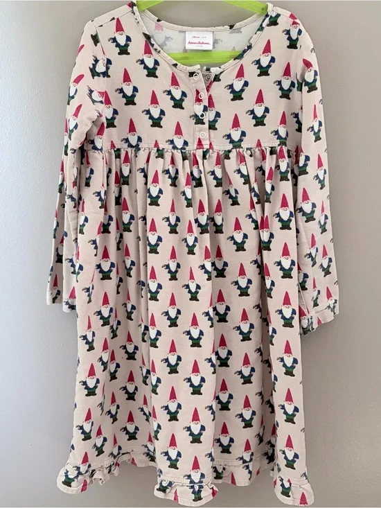 Hanna Andersson Gnome Print Nightgown Size 130 (US 8)