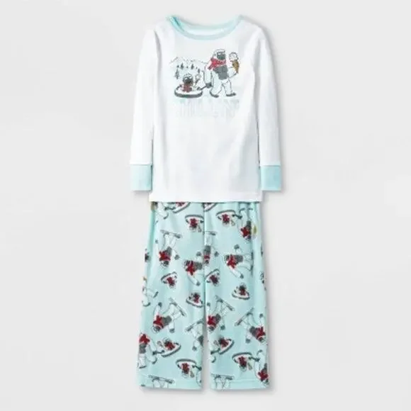 NWT Cat & Jack Baby Winter Fleece Top & Bottoms Pajama Set Size 12 Months