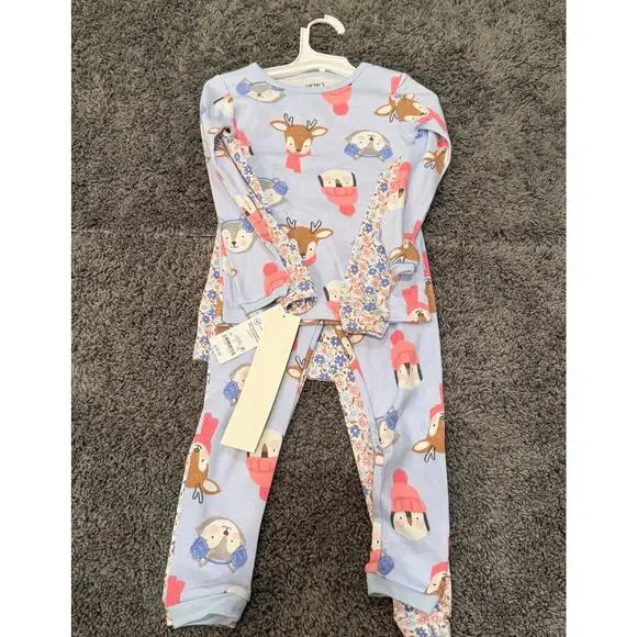Carter's Girls 4-Piece Winter‎ Pajama Set, Christmas – Size 2T (NWT)