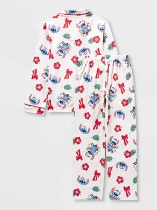 NEW Kids' Lilo & Stitch 2pc Christmas Pajama Set - White 5
