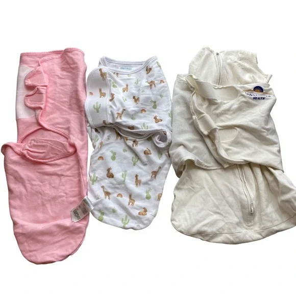Aden + Anais, Halo, & Gllquen Baby Swaddle Lot 0-3M Set of 3 Velcro Zip, Newborn