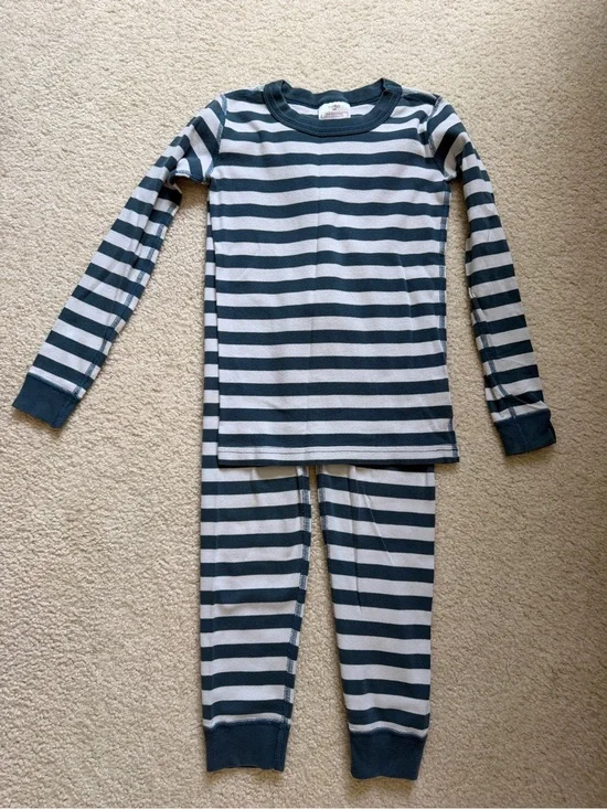 Hanna Andersson Long Sleeve Striped Pajama Set - light / dark blue