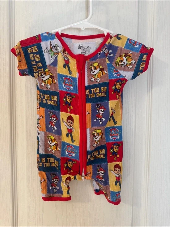 Paw patrol bamboo pajamas 3-6 months short sleeve zippy romper