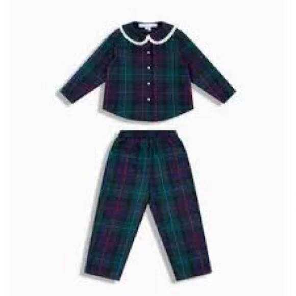 Hill House Home The Tiny Cypress Set in Juniper Tartan Size 9/10
