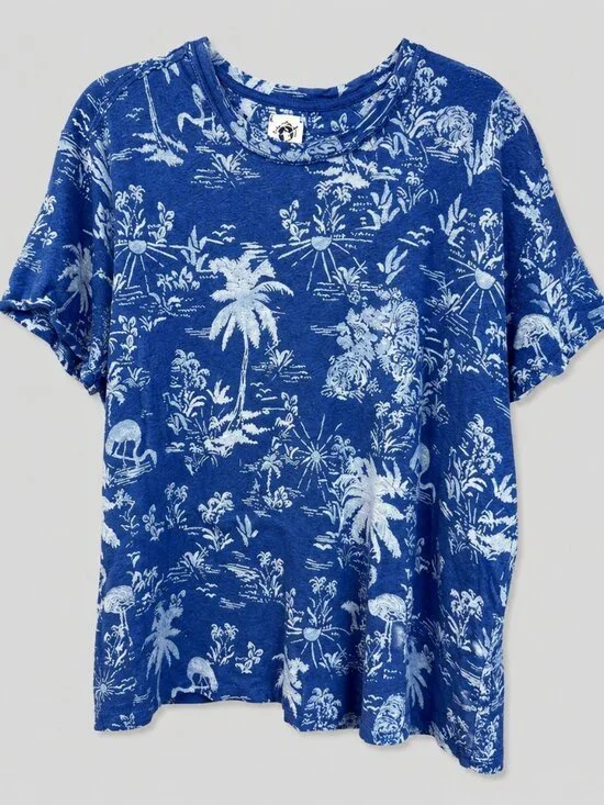 Free People Blue Tropical Toile Print Tee – Size Small
