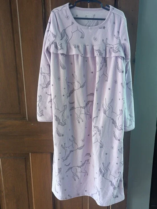 Lavender Fleece Unicorn Nightgown 8-10