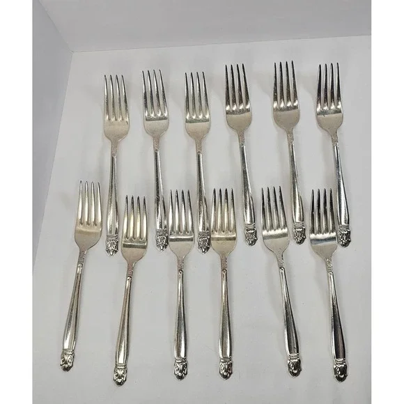 Holmes & Edwards Danish Princess IS Silverplate Salad Forks Set of 12 Vintage