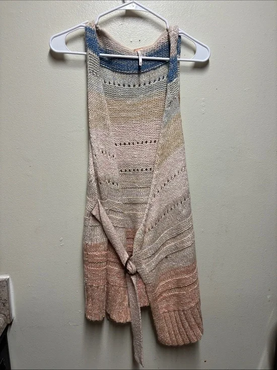 Free People Southwest Knit Striped Long Belted Vest Size XS