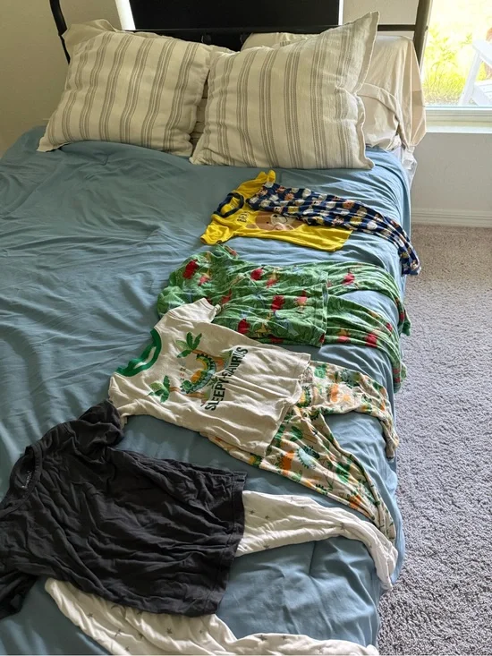Toddler Cotton Pajama Shorts and Sleep Tee Set - Green, Yellow, Black