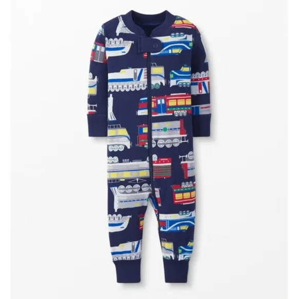 Hanna Andersson Baby Zip Sleeper In Full Steam Ahead Trains Size 6-12 Months