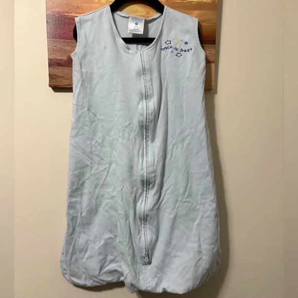 Halo baby blue cotton sleep sack medium 6 - 12m wearable blanket