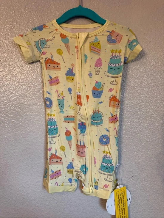 Little Sleepies Yellow Birthday Treats Short Sleeve Romper