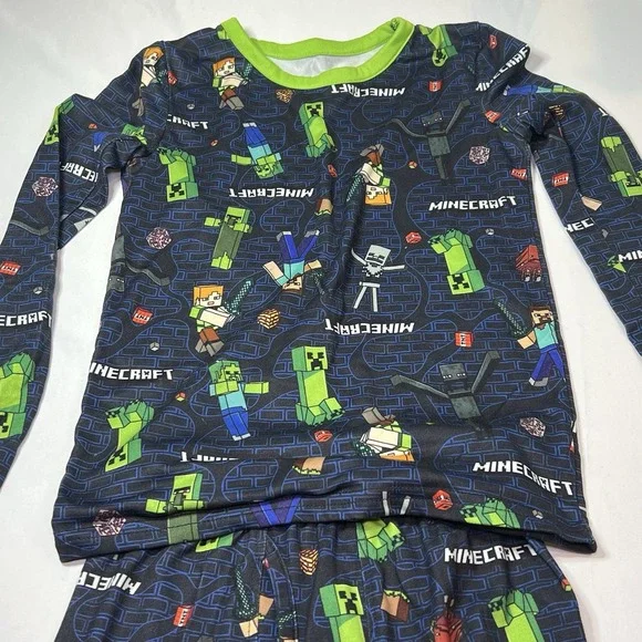 ClimateRight Boy's Minecraft Poly Spandex 2pc Top &‎ Pants Pajama Set Thermal PJ