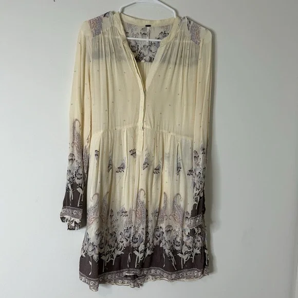 Free People Sierra Valley Printed Voile Mini Dress Women's Small Bohemian