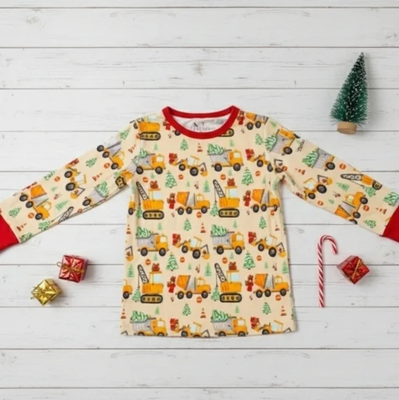 ​N&V Clothing Christmas Construction Truck Pajama Top - Size 2T