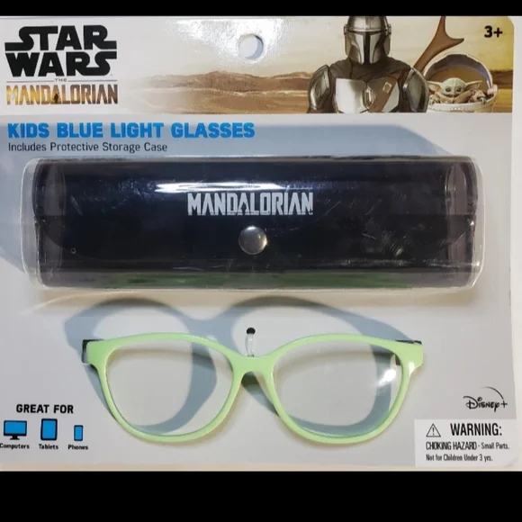 🆕Disney Star Wars Mandalorian Kids Blue Light Glasses with Protective Case