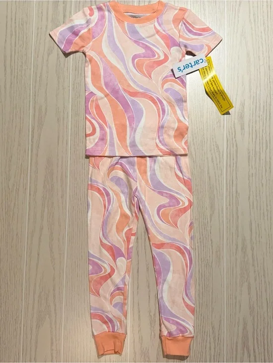 Carter’s Toddler Girls 4T 2pc‎ Pajama Set Peach Purple Swirl NWT