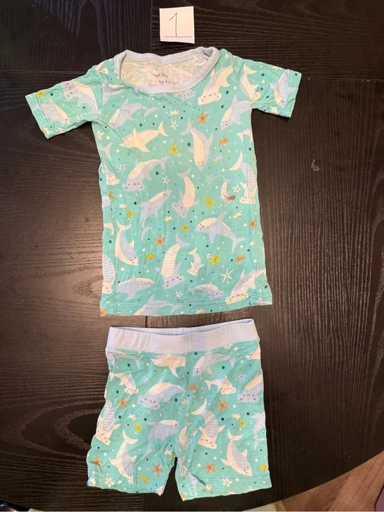 Little Sleepies Mint Shark & Starfish Short-Sleeve Pajama Set