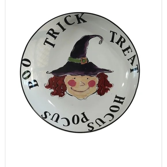Halloween Red Curly Haired Witch's Face Ceramic Candy Dish/Bowl by Rosanna