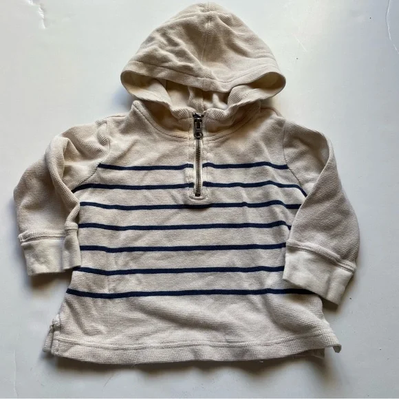 GAP Kids Cream and Navy Striped Hoodie