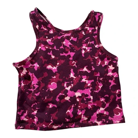 Zella‎ Girls Medium Camo Crop Tank Top Pink Purple Stretch