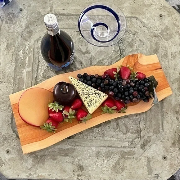 Handmade Long Charcuterie Board Snack NWT Live Edge Juniper Wood Party