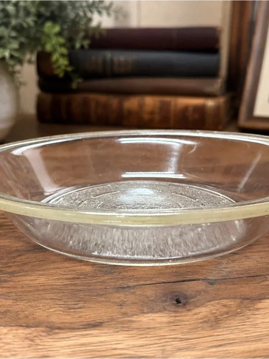 Libbey USA 250 Clear Glass Round Baking Dish 10” Vintage Casserole Pie Baker