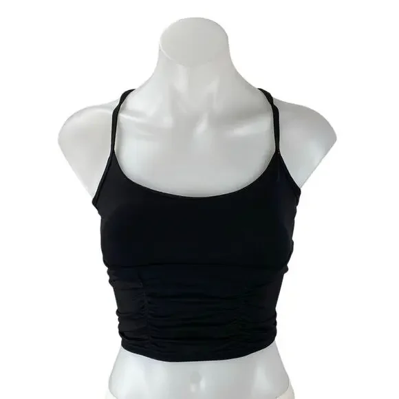 Free People Women's Black Sleeveless Yoga Workout Athletic Sports Bra Crop Top S