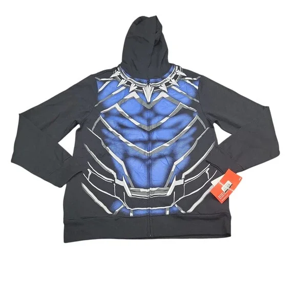 Boys' Marvel Black Panther Cosplay Hoodie Sweatshirt Black Size X-Large