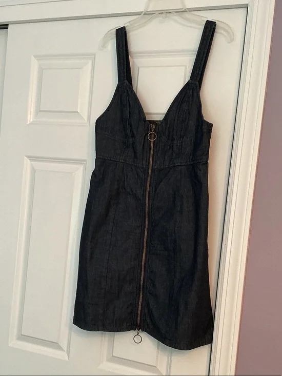 Free People Denim Zip-Front Mini Dress