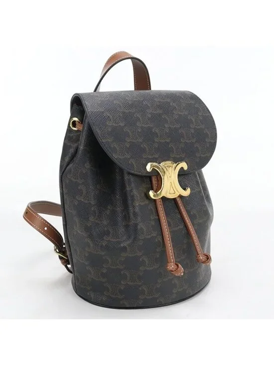 Celine Bonnie Triomphe Canvas Backpack Leather