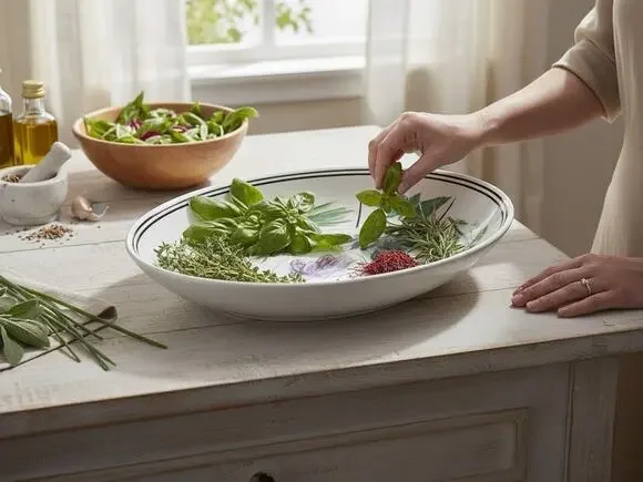 Williams Sonoma 13 in Pasta Serving Bowl Culinary Herb Spices Portugal WS024