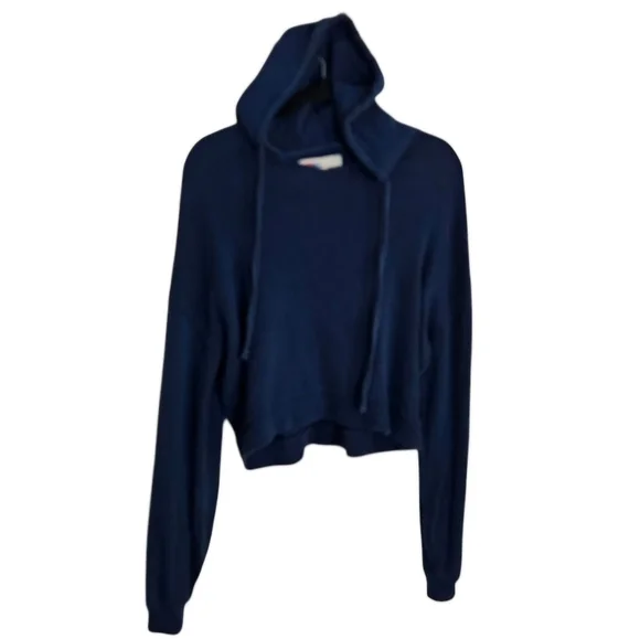 FP Beach by Free People Blue Cropped Relaxed Fit Sweatshirt Hoodie size Small