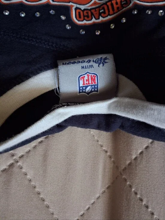 NFL Kids Black Quilted Puffer Jacket with Rhinestone Trim